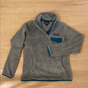 Patagonia gray teal Re-tool Snap-T fleece pullover with pocket sweater